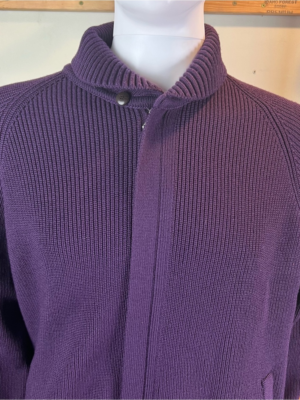 NWT Paul Stuart fisherman’s rib full-zip cardigan with funnel neck and storm tab